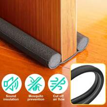 Solid Color Door Bottom Sealing Strip, Soundproof And Windproof Barrier, Waterproof For Doors And Windows - Black - View 1