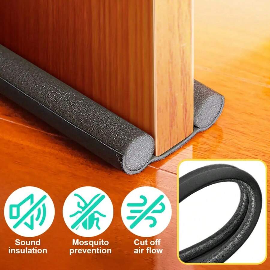 Solid Color Door Bottom Sealing Strip, Soundproof And Windproof Barrier, Waterproof For Doors And Windows - Black - View 1