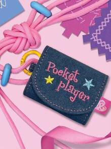 經典復古牛仔頭戴式耳機袋airpods Pro新第三代耳機保護套美式復古甜辣y2k風格帶子附 - 藍色 - 查看 2