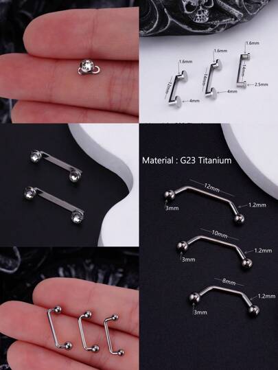 1Pc G23 Titanium 14G Surface Skin Dermal Anchor Base Stud Earrings Internal Threaded Hypoallergenic 5A Cubic Zirconia Micro Dermal Anchor Piercing Top Skin Diver Head Implant Body Jewelry for Women Men Daily Wear