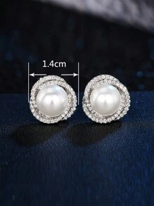 1 đôi bông tai cô dâu thời trang hình giọt nước kiểu nàng tiên cá, thiết kế quấn quanh, trang trí hoa đính đá Zirconia siêu nhỏ, trang sức cưới đa năng thanh lịch. Phụ kiện ngày Valentine. - Bạc - Xem 3