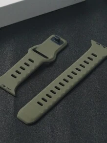 1条男女通用绿色方形扣硅胶运动表带，兼容 42mm、38mm、40mm、41mm、45mm、46mm、49mm、44mm，适用于Series Ultra3、SE3、11、10、9、8、7、6、5、4、3、2、1，兼容表带S11、S10、SE3，时尚智能手表表带 - 綠色 - 查看 5