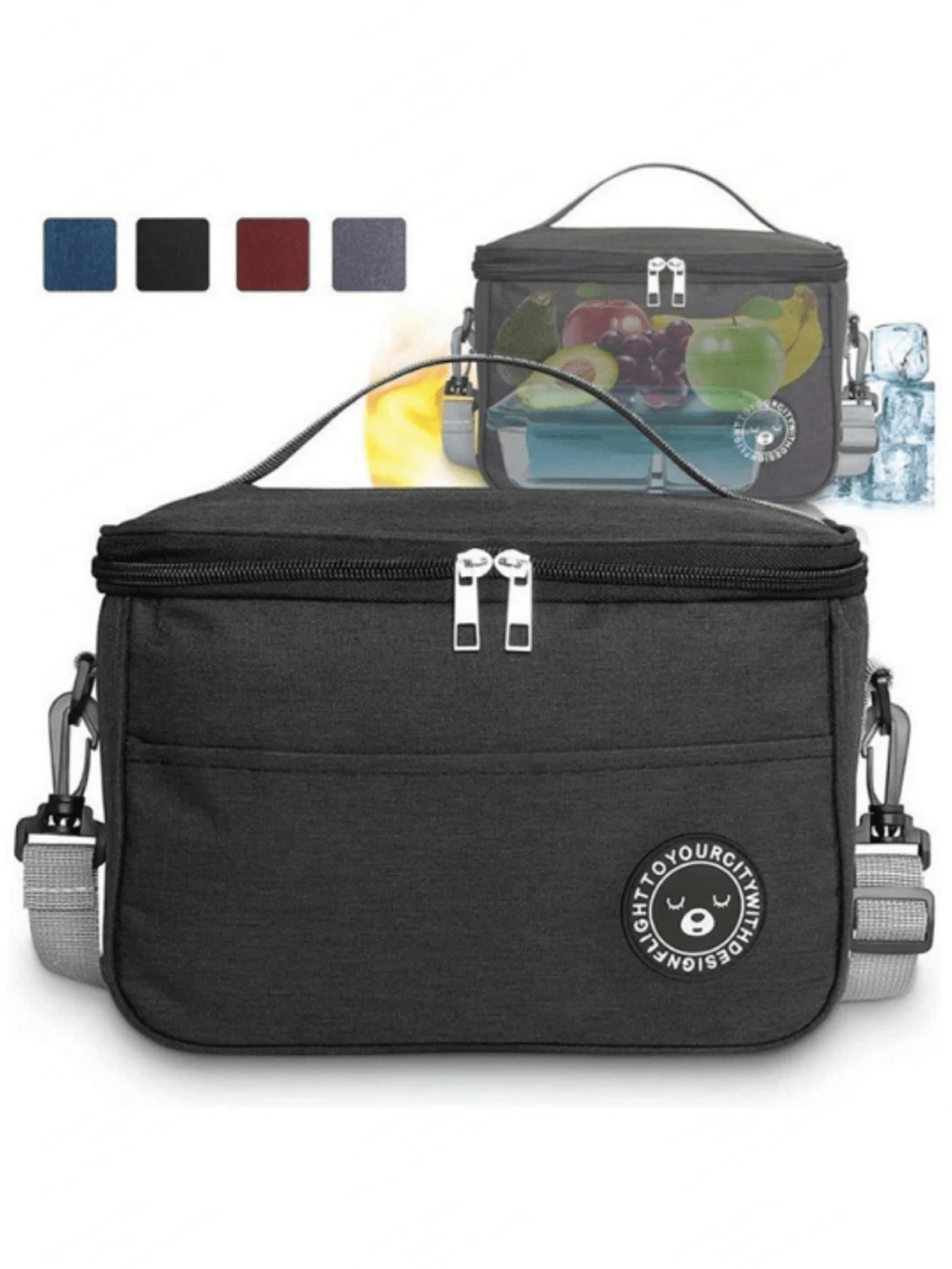 topper para lunch tupper portaviandas topper para comida tupper termico lonchera termica mujer loncheras termicas lonchera infantil - Negro - Ver 1