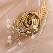 新娘新郎珍珠水鑽胸花婚禮配件胸針,xh1010a