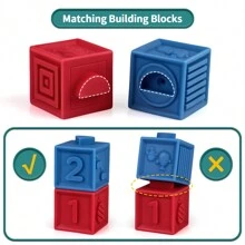 Amy&Benton Soft Baby Rubber Stacking Block 1 Year Old Toddler Silicone Building Blocks for 6 12 18 months Infant Teething Blocks - Multicolor - View 4