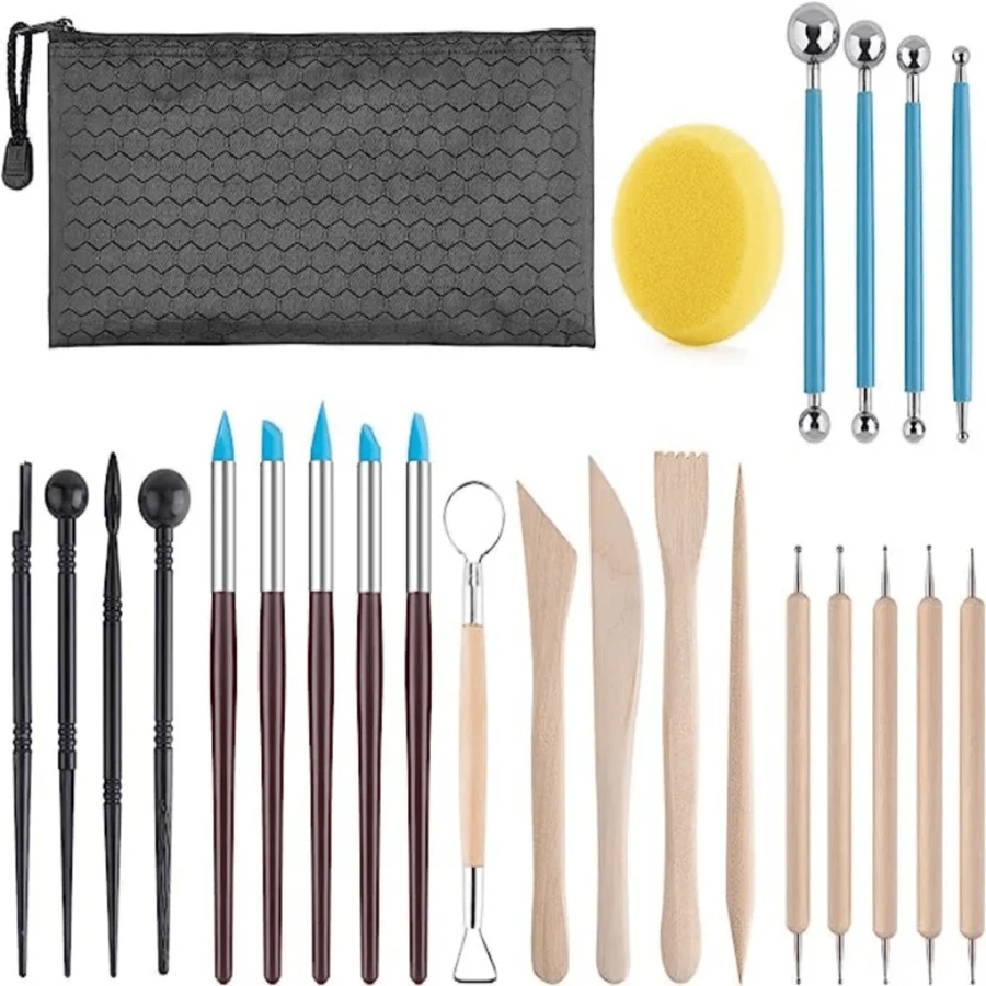 24pcs/Set Polymer Clay Ceramic & Pottery Clay Sculpting Tool Kit, Including Carving, Point & Paint Tool For Art Creation Back To School,Back To School,School Supplies