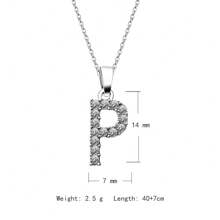 Wedding Full Diamond Letter Detail Necklace - Rose Gold - View 3