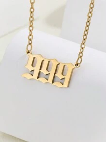 1個精鋼幸運號碼項鍊,男女適用,000-999,復古毛衣鏈,周年紀念禮物