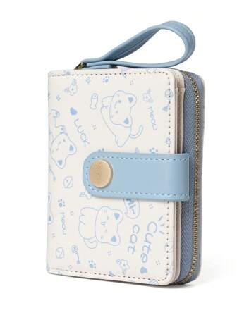 BATSIOE Kitty Design Kompakt Plånbok Kvinnor Flickor Kort dragkedja Japan Style Snygg korthållare För Kvinnor Plånbok Plånbok Plånbok Liten plånbok Söt plånbok