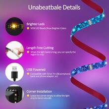 Nexillumi LED Strip Lights 1M-5M TV LED Backlight for 22 Inch-70 Inch TV RGB 5050 LED Strip USB Powered, APP Control Sync to Music - Multicolor - View 7