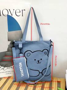 Canvas tas voor basisschool- en middelbare scholieren, multifunctionele tas voor bijles, schouder- of crossbodytas, veelzijdige en grote capaciteit schooltas, schooltas, grote capaciteit, draagbaar, voor tienermeisjes, vrouwen, studenten, kantoorpersoneel, perfect voor werk, terug naar school, middelbare school, hogeschool, vakantie, modieuze tas met rits - Grijs - Bekijken 5