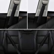 2pcs Black Car Seat Belt Shoulder Pads, Universal Seat Belt Cover, Safety Belt Covers, Extra Long - Black - View 4