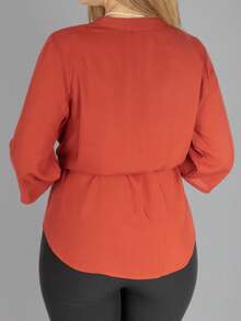 BLUSA CON CINTURON MANGA 3/4 - Marrón - Ver 3