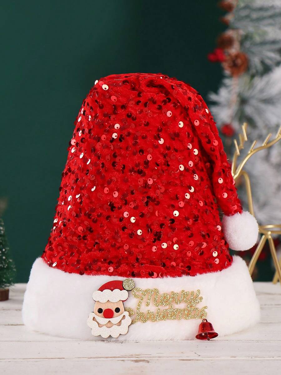 1 Miếng Mũ Giáng sinh Đối với Người lớn Với Lấp lánh Nhồi Người tuyết & Chuông Đồ trang trí , Tuyệt vời Qủa tặng Đối với Ngày lễ Mùa - Đỏ - Xem 1