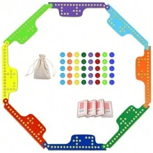 Jokers And Marbles Board Game, 2-8 Players, Colorful Design, Wooden Game Set For Family Game Night - Multicolor - View 1