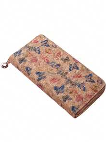 1 件女用 Pu 皮革拉鍊皮夾,帶樹紋,大容量,多個卡位,適合日常使用,配件 - 黃色 - 查看 2