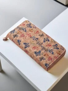 1 件女用 Pu 皮革拉鍊皮夾,帶樹紋,大容量,多個卡位,適合日常使用,配件 - 黃色 - 查看 1