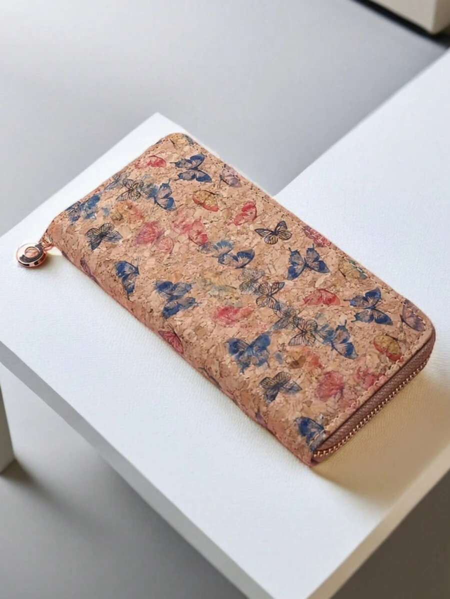 1 件女用 Pu 皮革拉鍊皮夾,帶樹紋,大容量,多個卡位,適合日常使用,配件 - 黃色 - 查看 1