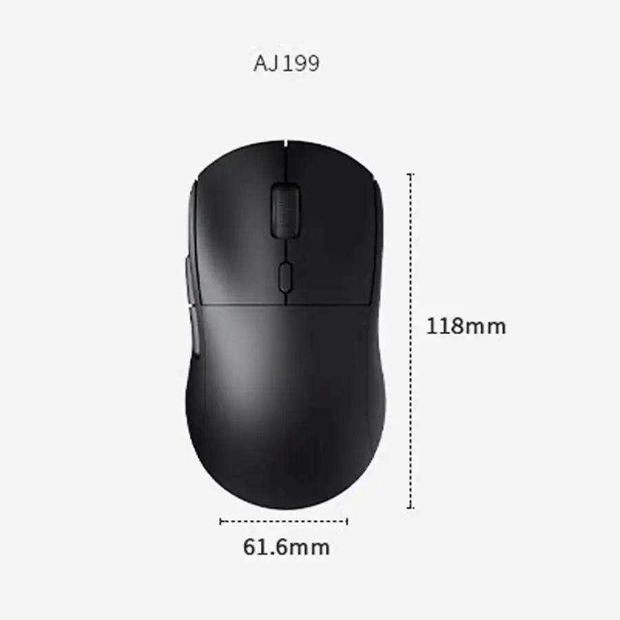 Ajazz Aj199 遊戲滑鼠有線/2.4g雙模式paw3395輕量級雞無線滑鼠 4k版本無燈黑色 - 黑色 - 查看 4
