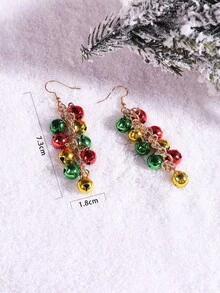 1 par de pendientes coloridos y adorables con campanas de cascabel, borlas de Papá Noel con sonido, accesorios festivos de vacaciones para mujeres