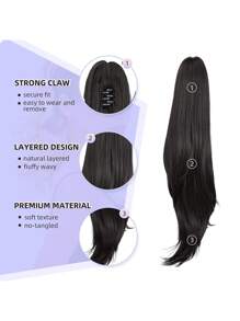 Cola De Caballo Para Mujer, Longitud Del Cabello De Fibra Química, 24 Pulgadas, Marrón, Natural, Vertical, Europeo, Americano, Africano, Tendencia, Accesorios Para Peluca - Negro - Ver 4