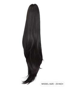 Cola De Caballo Para Mujer, Longitud Del Cabello De Fibra Química, 24 Pulgadas, Marrón, Natural, Vertical, Europeo, Americano, Africano, Tendencia, Accesorios Para Peluca - Negro - Ver 2
