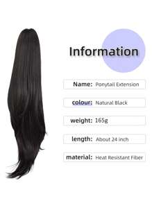 Cola De Caballo Para Mujer, Longitud Del Cabello De Fibra Química, 24 Pulgadas, Marrón, Natural, Vertical, Europeo, Americano, Africano, Tendencia, Accesorios Para Peluca - Negro - Ver 3