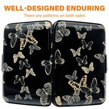 1入白色蝴蝶印花鋁製商務名片夾,rfid阻隔,超薄輕盈,男女皆宜