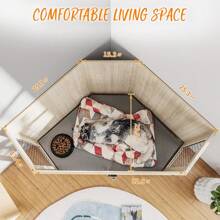 52inch Corner Dog Crate Furniture, Wooden Dog Kennel Furniture With Mesh, Decorative Wood Dog House For Indoor Use, Dog Crate For Small/Medium/Large Dog, Perfect For Limited Room - 白色 - 查看 3