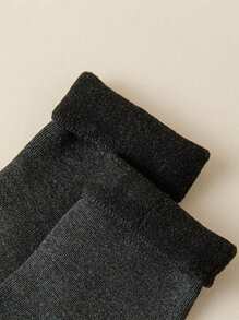 6 Pairs Men's Solid Color Thickened Thermal Mid-Calf Socks, Simple & Versatile