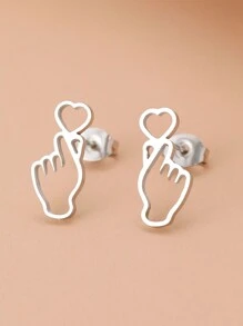 Aomogo 不銹鋼耳環 2023 年時尚鏤空手、手指和心形時尚珠寶女士派對送給朋友婚禮的最佳禮物