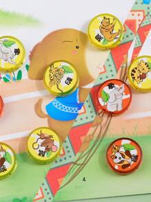 1pc Foldable Magnetic Chinese And English Animal Chess Set With Cartoon Animal Heads For Easy Storage, Essential For Family Entertainment - Green - View 4