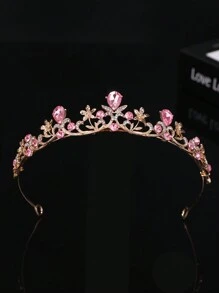 1頭女性時尚公主皇冠髮箍,附有3d設計,鑲嵌鑽石裝飾,甜美豪華風格,適合生日派對