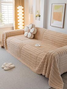 1入組採用提花工藝的厚絨面沙發套,適用於冬季,柔軟親膚,保護寵物免受污垢、滑動和灰塵影響,適用於l形沙發和1/2/3/4座椅(分銷售) - 駝色 - 查看 4