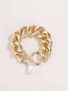 Silver-colored Chunky Link Chain Bracelet Suitable For Daily Wear - Silver - View 4