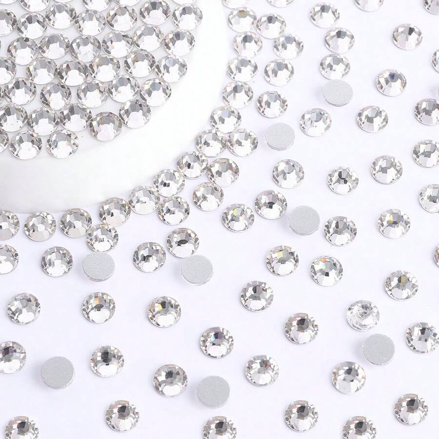 1440pcs White Glass Flat Back Rhinestones With Silver Bottom For Garment Accessories - White - View 1