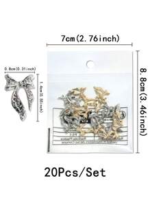 20入組可愛的金屬蝴蝶結鑲嵌鑽石指甲藝術飾品，適用於DIY韓國指甲藝術設計，女士指甲沙龍用品，美甲裝飾寶石