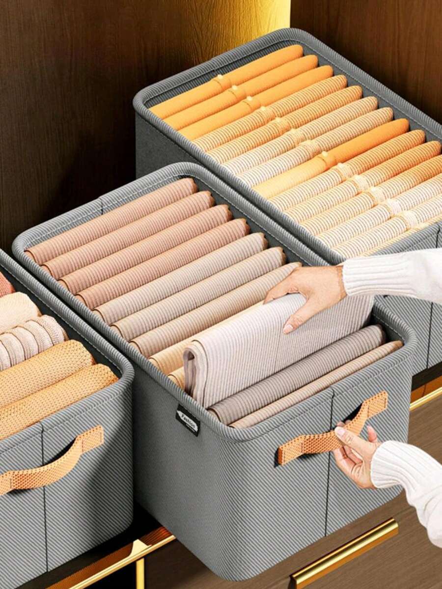 1pc Pants Storage, Shirt Storage Box, Thickened Compartment Storage Box - Grey - View 1