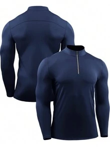 NELEUS Men's 3 Pack Athletic Compression High Neck Long Sleeve T-Shirt For Running, Working Out, And Fitness - Xanh lam, Hải quân, Đỏ #3 - Xem 6