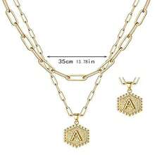 1pc Multi-layered 26 Letter Pendant Necklace With Hexagonal Collarbone Chain