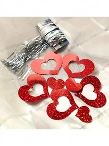 51pcs/Set Heart Shaped Balloon Pendants, Balloon Accessories, Scene Decoration, Room Decoration, Birthday Party Supplies, Themed Party Decoration Back To School Valentine Day - Red - View 3