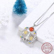 1入女士聖誕樹項鍊,植物雪花假日節慶服飾珠寶,925銀鋯石細項鍊墜子,適用於母親、妻子、女兒的聖誕禮物、日常穿戴