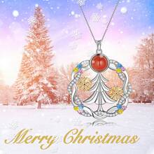 1入女士聖誕樹項鍊,植物雪花假日節慶服飾珠寶,925銀鋯石細項鍊墜子,適用於母親、妻子、女兒的聖誕禮物、日常穿戴