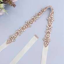 1條訂婚皮帶配有玫瑰金和鑽石裝飾,派對新娘婚紗配飾