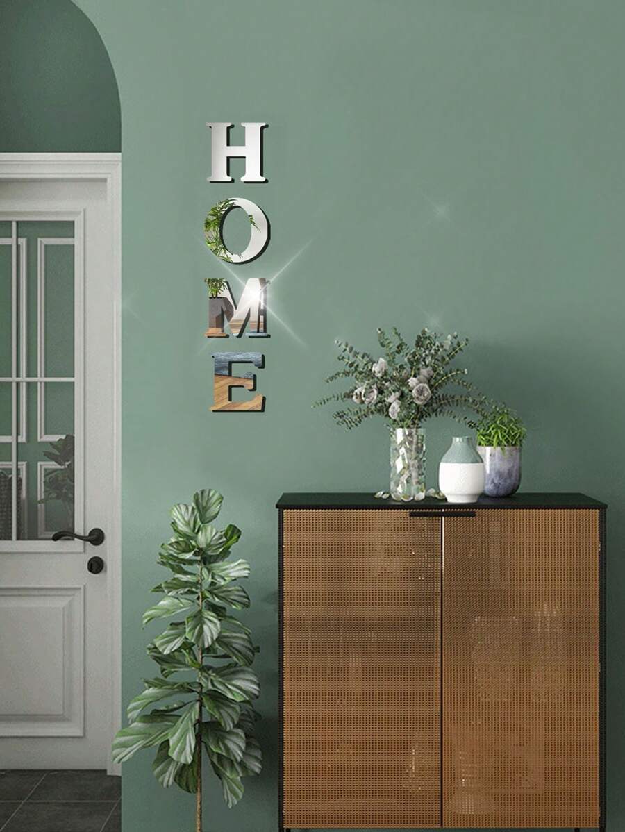 4 cái Thiết kế Thư Gương Bộ Dán Tường - Bạc - Xem 1