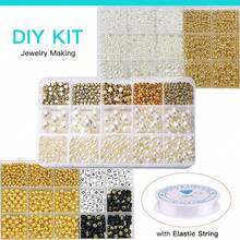 1套3種類型的DIY珠寶套件，包括人造珍珠，CCP珠子，適合珠寶和手鏈DIY，附贈禮品盒 - 彩色 - 查看 6