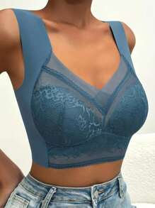 (3pcs/Set) Women's Bra, Lingerie - Blue - View 8