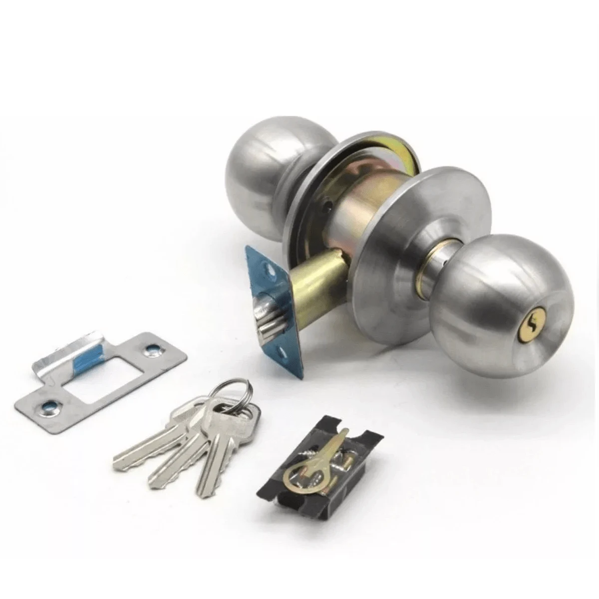 Cerradura De Chapa Perilla Para Puerta Principal - Plateado - Ver 1