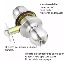 Cerradura De Chapa Perilla Para Puerta Principal - Plateado - Ver 3