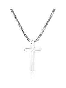 1 Pieza Nuevo Estilo Moda Colgante De Cruz Para Hombre De Acero Inoxidable Y Titanio Con Collar De Cadena De Cuerda, Adecuado Para Joyería De Uso Diario Y Como Regalo Para Hombre